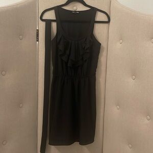 Express Black Elastic Waist Sleeveless Dress wt Ruffles, Pockets & Belt XS